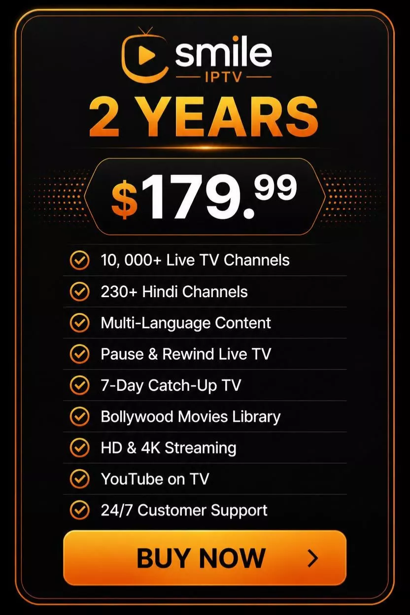 Smile IPTV 2 Year Subscription Plan for $179.99 with live TV movies sports and catch up feature