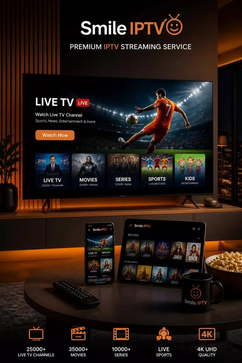 Smile IPTV premium streaming service with live TV, movies, sports and multi-device entertainment